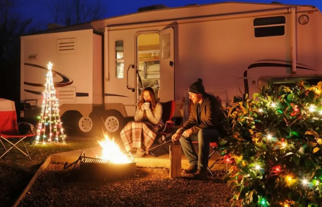 Christmas holiday RV stay at a Texas RV Park near Houston with festive decorations